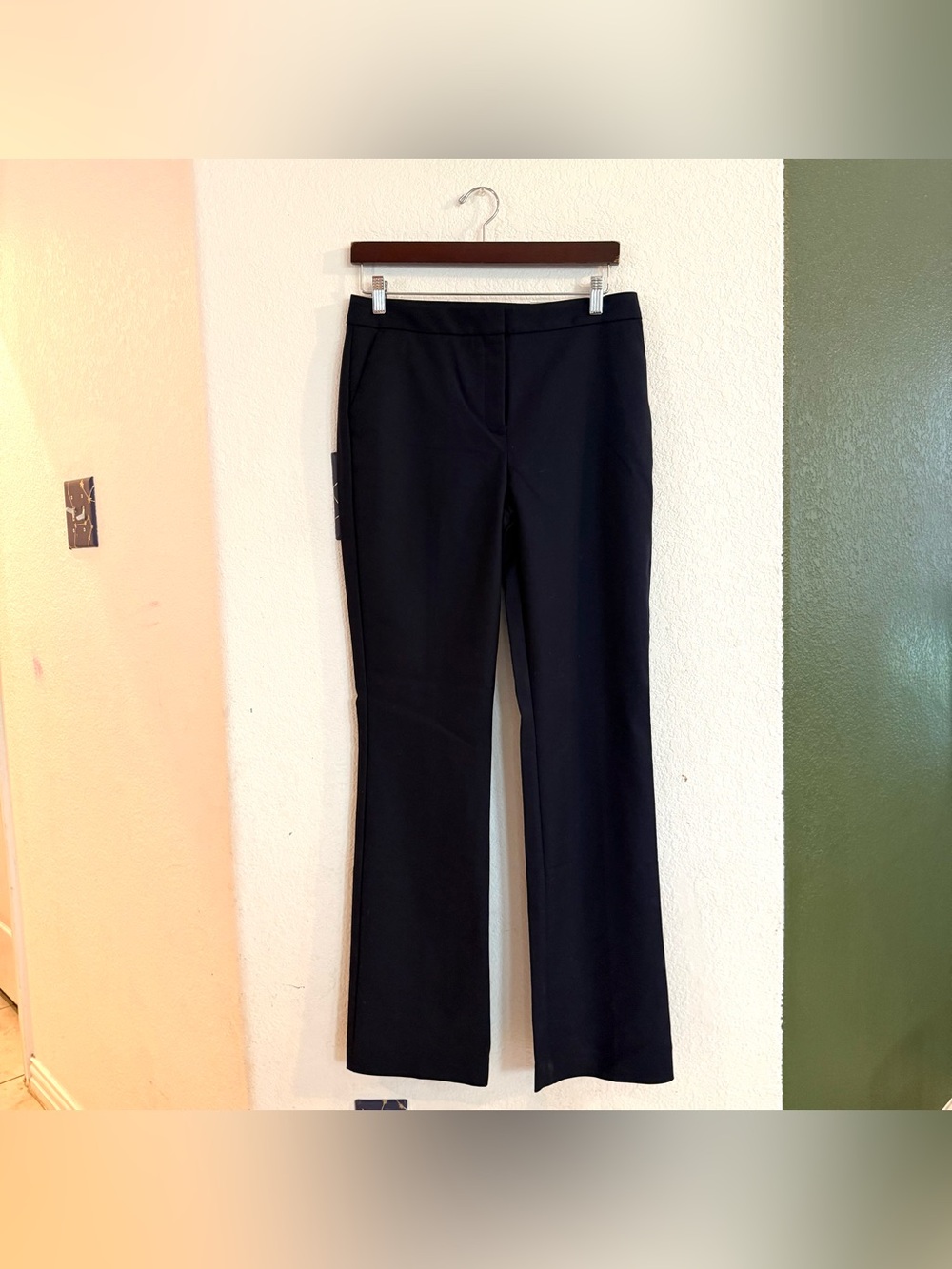 NWT Chicos Womens Pants Navy Fly Flat Front Classic Trouser Size .5 Tall 6 Tall